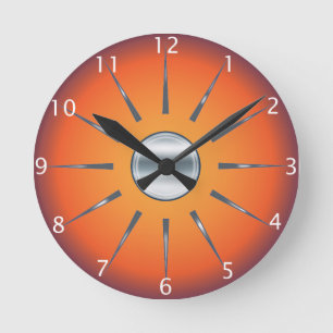 Rustic Red Orange Wall Clock Rund Klocka