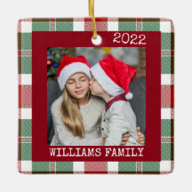 Rustic Red Photo Buffalo Play Ornament