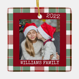Rustic Red Photo Buffalo Play Ornament