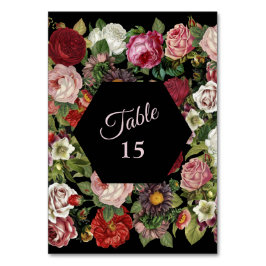 Rustic Red Pink Floral Greenery Black Party Bordsnummer