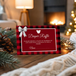 Rustic Red Plaid Merry Little Baby Shower Diaper R Tilläggskort