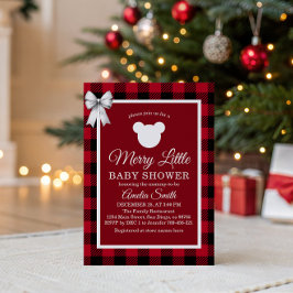 Rustic Red Plaid Merry Little Baby Shower Inbjudningar