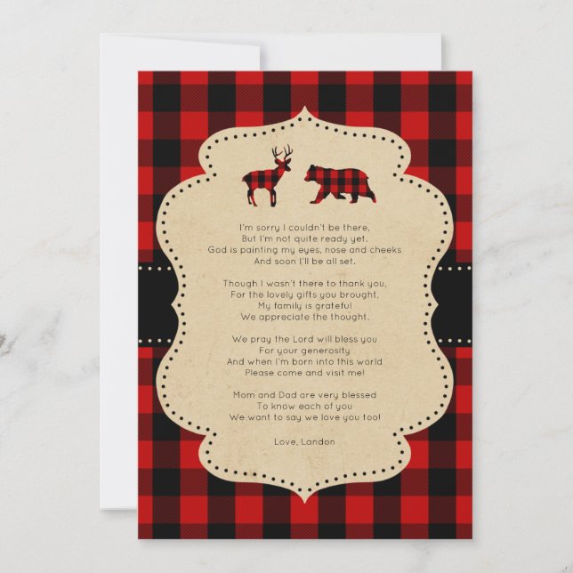 Rustic Red Play Buck and Bear dikt tackkort Inbjudningar (Framsida)