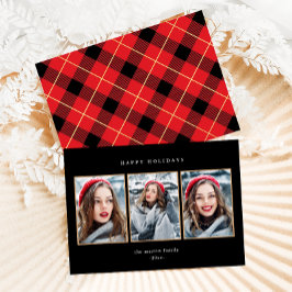Rustic Red Play Faux Guld Tre fotojul Julkort