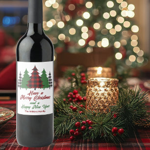 Rustic Red Play God jul Gott nytt år Vinflaska Etikett