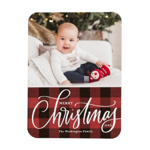 Rustic Red Play God jul Photo Magnet