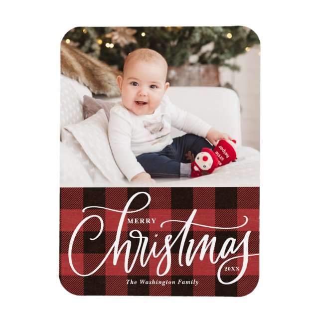 Rustic Red Play God jul Photo Magnet (Vertikal)