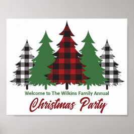 Rustic Red Play God jul Träd Party Poster