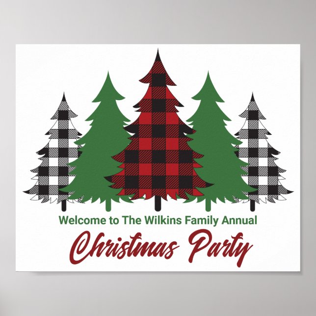 Rustic Red Play God jul Träd Party Poster (Framsidan)