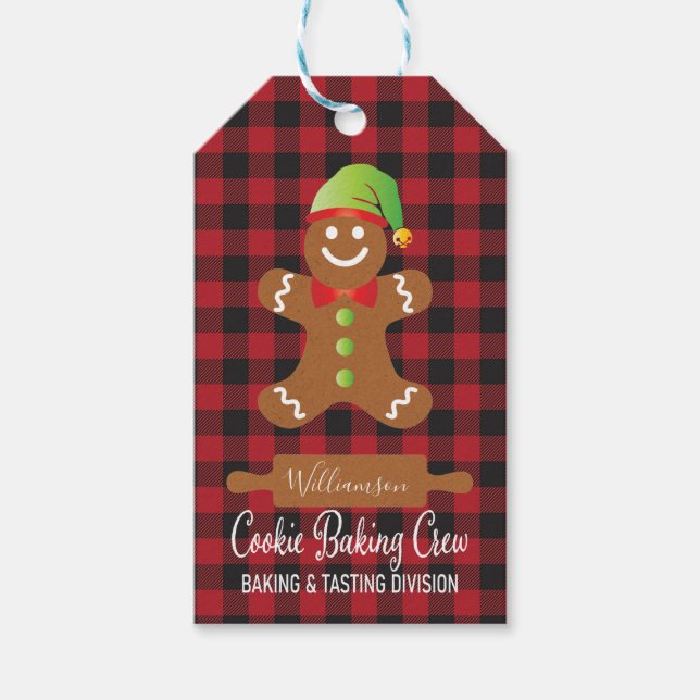 Rustic Red Play Helgdag Cookie Baking Presentetikett (Framsidan)