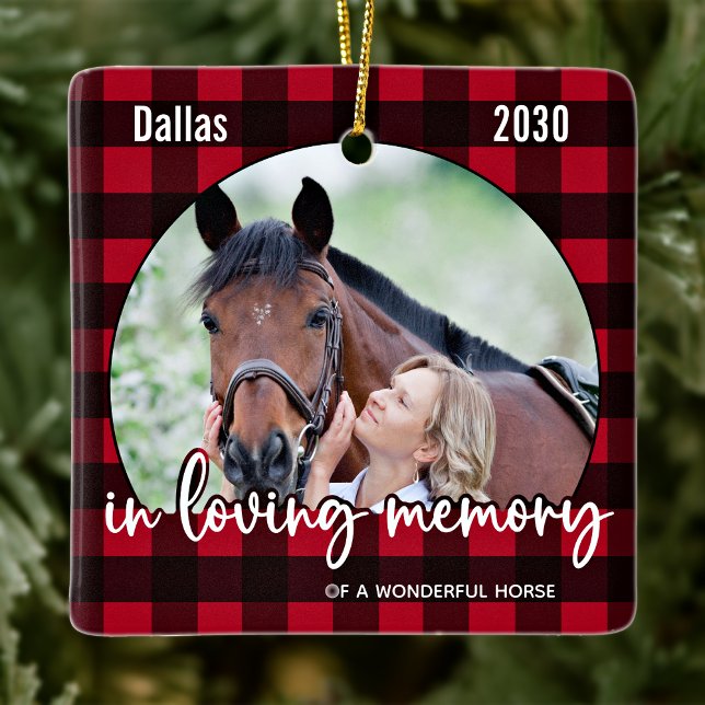 Rustic Red Play Horse Memorial Pet Loss Keepsaké Julgransprydnad Keramik (Skapare uppladdad)
