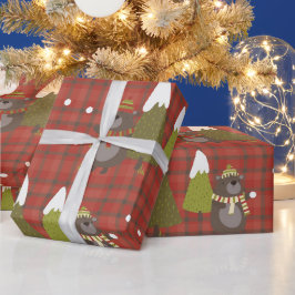 Rustic Red Play Julgran och Bear Gift Presentpapper