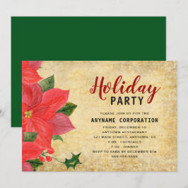 Rustic Red Poinsettia Corporate jul Party Inbjudningar