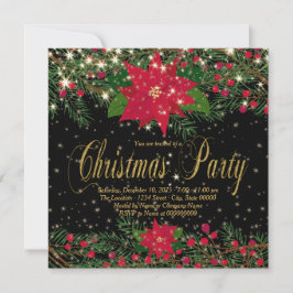 Rustic Red Poinsettia jul Party Inbjudningar