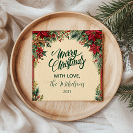 Rustic Red Poinsettia Julfest Pappersservett