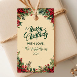 Rustic Red Poinsettia Julfest Presentetikett