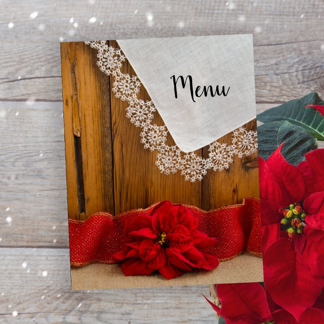 Rustic Red Poinsettia Land Winter Wedding Menu (Skapare uppladdad)