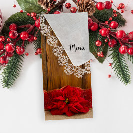 Rustic Red Poinsettia Land Winter Wedding Menu Meny