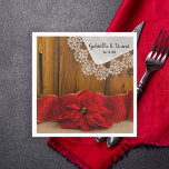 Rustic Red Poinsettia Land Winter Wedding Pappersservett<br><div class="desc">Lägg till en charm till din avslappnad och än så länge har vi möhippa, party eller giftermål, som tar emot cocktail party med Rustic Red Poinsettia Land Winter Wedding Pappra Napkins. Dessa engångsservetter från den informella och elegant anpassningsbarna vid stil har ett foto med en blommigt av en blommar från...</div>