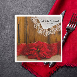 Rustic Red Poinsettia Land Winter Wedding Pappersservett
