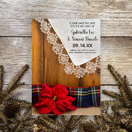 Rustic Red Poinsettia Play Winter Spara datumet Inbjudningar