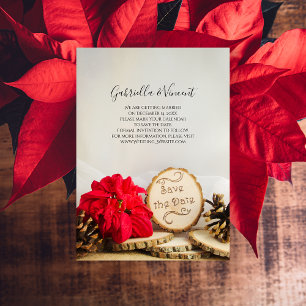 Rustic Red Poinsettia Skogen Bröllop spara datum Inbjudningar