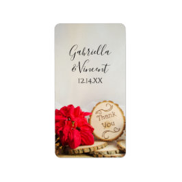 Rustic Red Poinsettia Winter Wedding Favor Tags Adressetikett