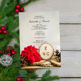 Rustic Red Poinsettia Woodland Wedding bjudande Inbjudningar