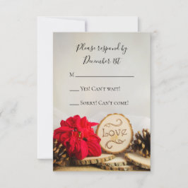 Rustic Red Poinsettia Woodland Winter Wedding OSA Kort