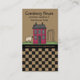 Rustic Red Primitive Saltbox House Land Busines Visitkort