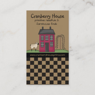 Rustic Red Primitive Saltbox House Land Busines Visitkort