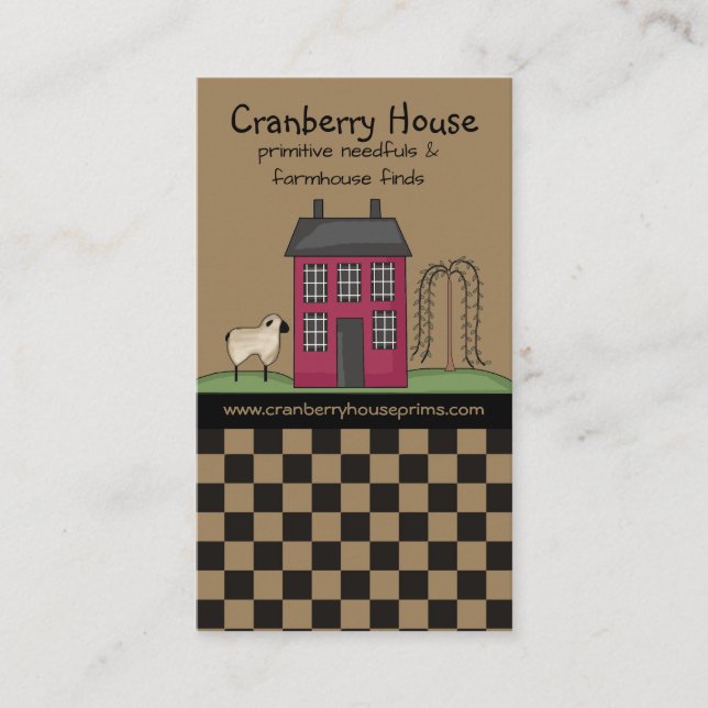 Rustic Red Primitive Saltbox House Land Busines Visitkort (Framsida)