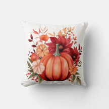 Rustic Red Pumpkin Home Sweet Home Pillow