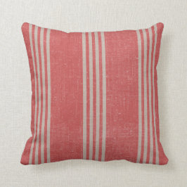 Rustic Red Rand Ticking Farm House Kudde