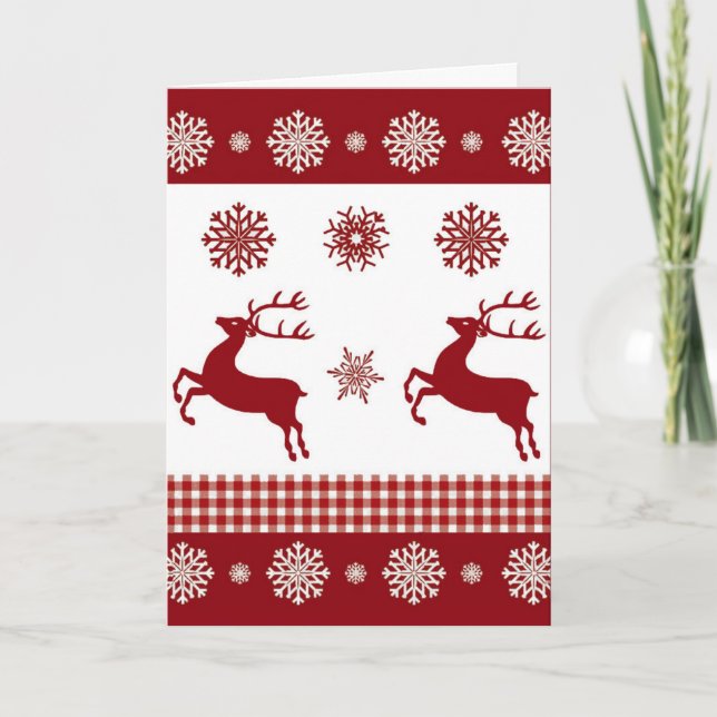 Rustic Red Reindeer Silhouettes Greeting Card Kort (Framsida)