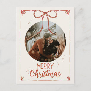 Rustic Red Ribbon God jul Photo Helg Vykort
