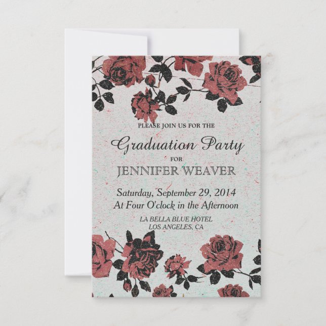 Rustic Red Romantic Ro Inbjudningar (Framsida)
