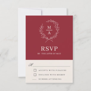 Rustic Red Simple Elegant Monogram OSA Kort