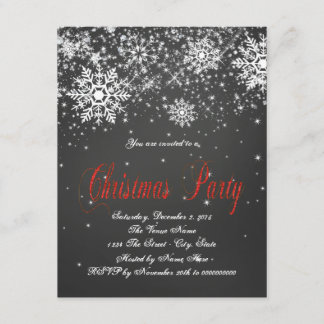 Rustic Red Snowflake Chalkboard-jul Party Inbjudningar