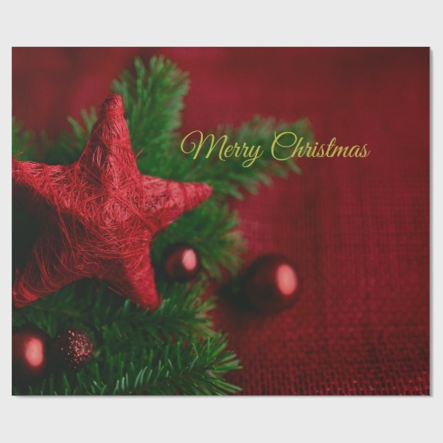 Rustic Red Star & Gräs Julafton Papper Presentpapper (Platt)