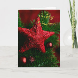 Rustic Red Star på julhälsningskort i Gräs Kort