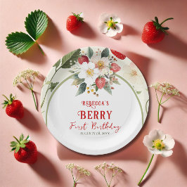 Rustic Red Strawberry Theme Berry Första födelseda