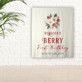 Rustic Red Strawberry Theme Berry Första födelseda