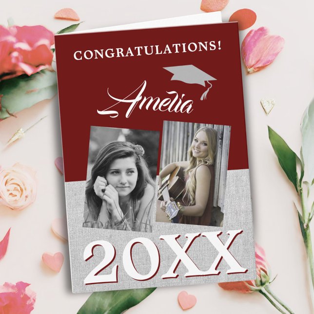 Rustic Red Student 2 Photo Studenten Kort (Skapare uppladdad)