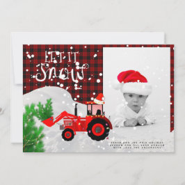 Rustic Red Tractor PHOTO jul Buffalo Play Kort