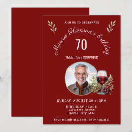 Rustic Red Vin Glass Olive 50:e födelsedag Foto Inbjudningar