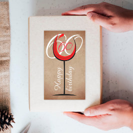 Rustic Red Vin Glass-skript 60:e födelsedagen Rektangulärt Klistermärke