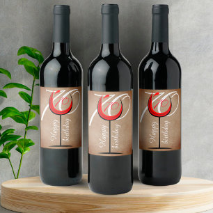 Rustic Red Vin Glass skript 70:e födelsedagen Vinflaska Etikett