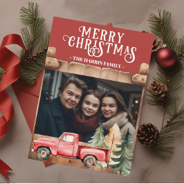 Rustic Red Vintage Lastbil Photo Julkort