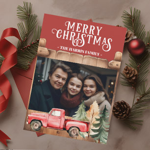 Rustic Red Vintage Lastbil Photo Julkort